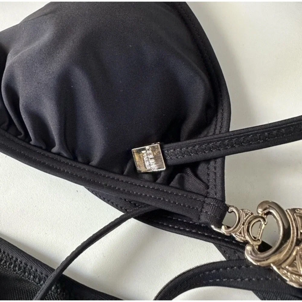 Trendy Black & Gold Bikini Set - Black High Waist Two Piece Swimsuit